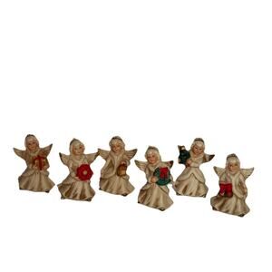 Vintage Homco Porcelain Christmas Angel Ornaments Set of 6 Taiwan